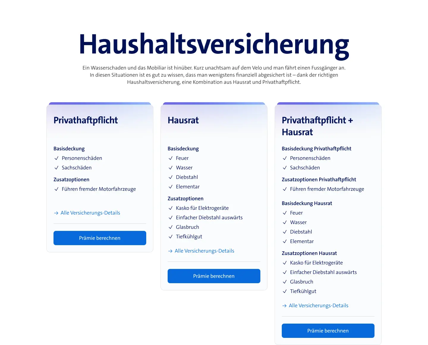 Designvariante mit Vergleichstabelle, Variante 01